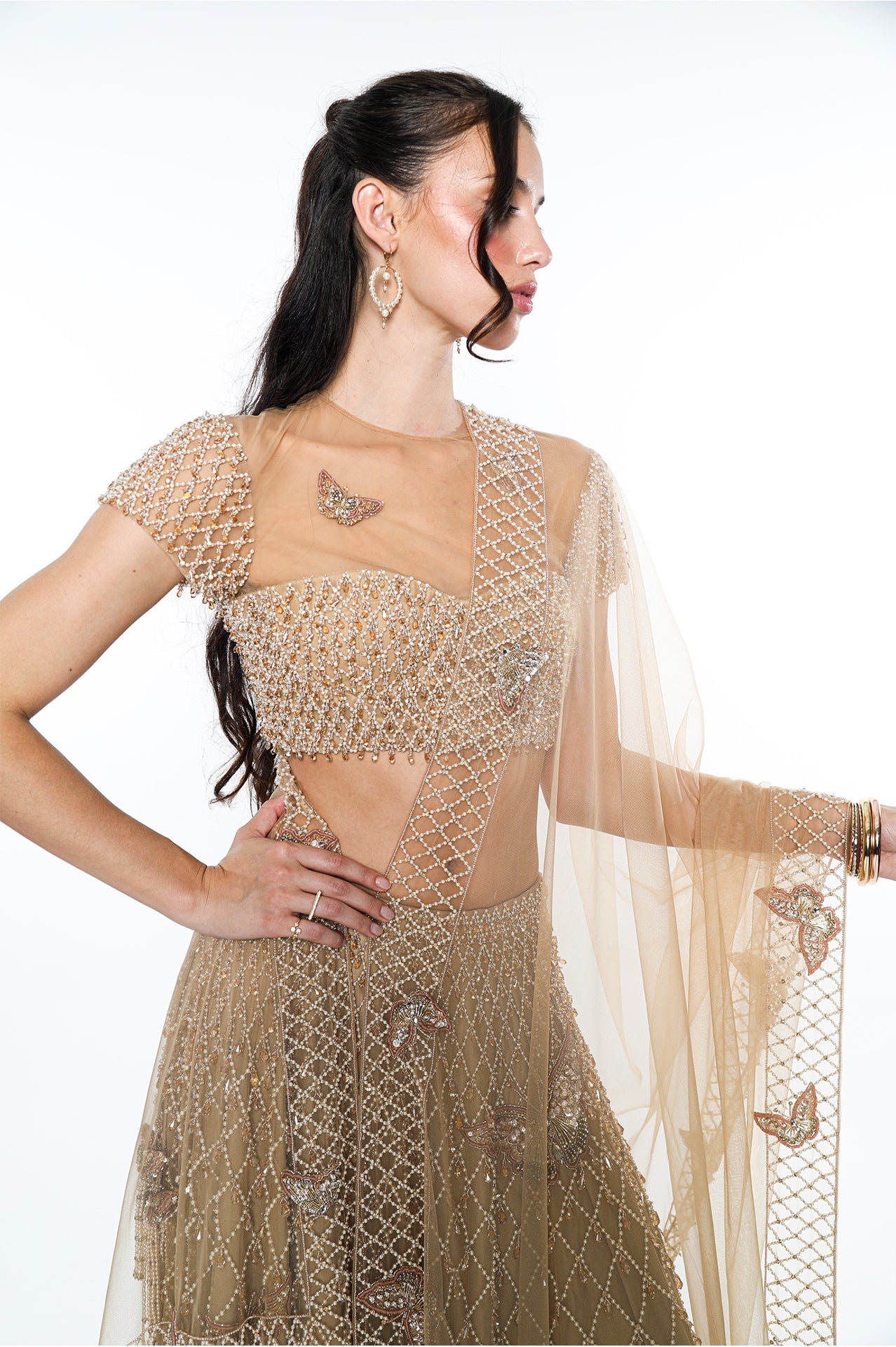 The Lyra Pearl Butterfly Lehenga