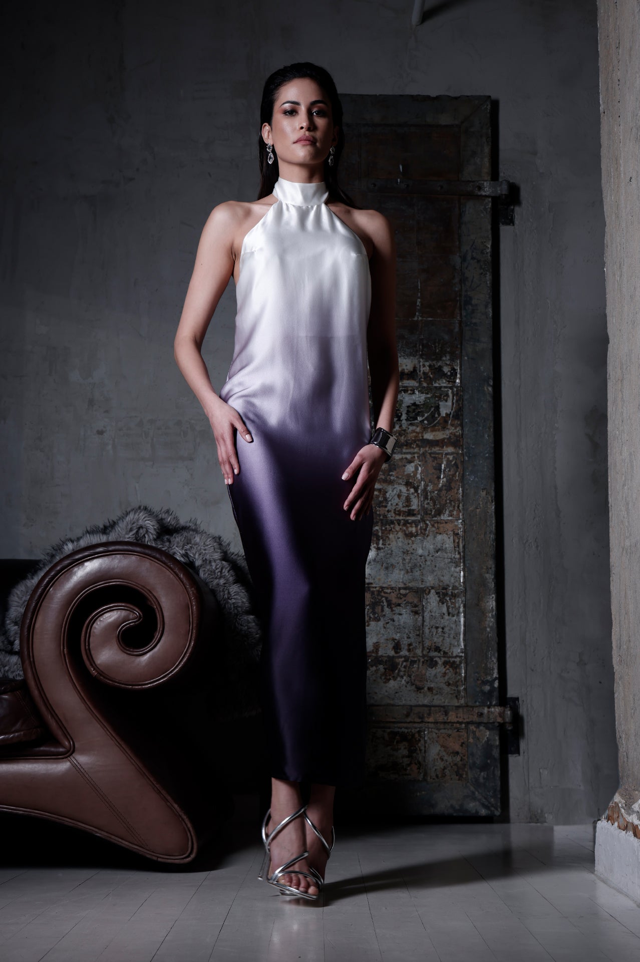 silk ombre maxi dress Stella Draped Slinky Maxi Dress / Ombre Vintage Olive | MESHKI