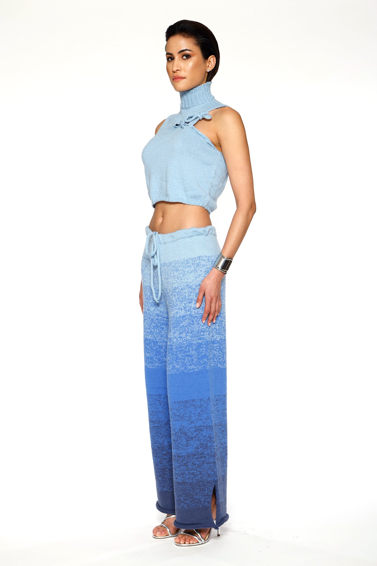 Ombre Bleu Merino Wool Turtleneck Tank