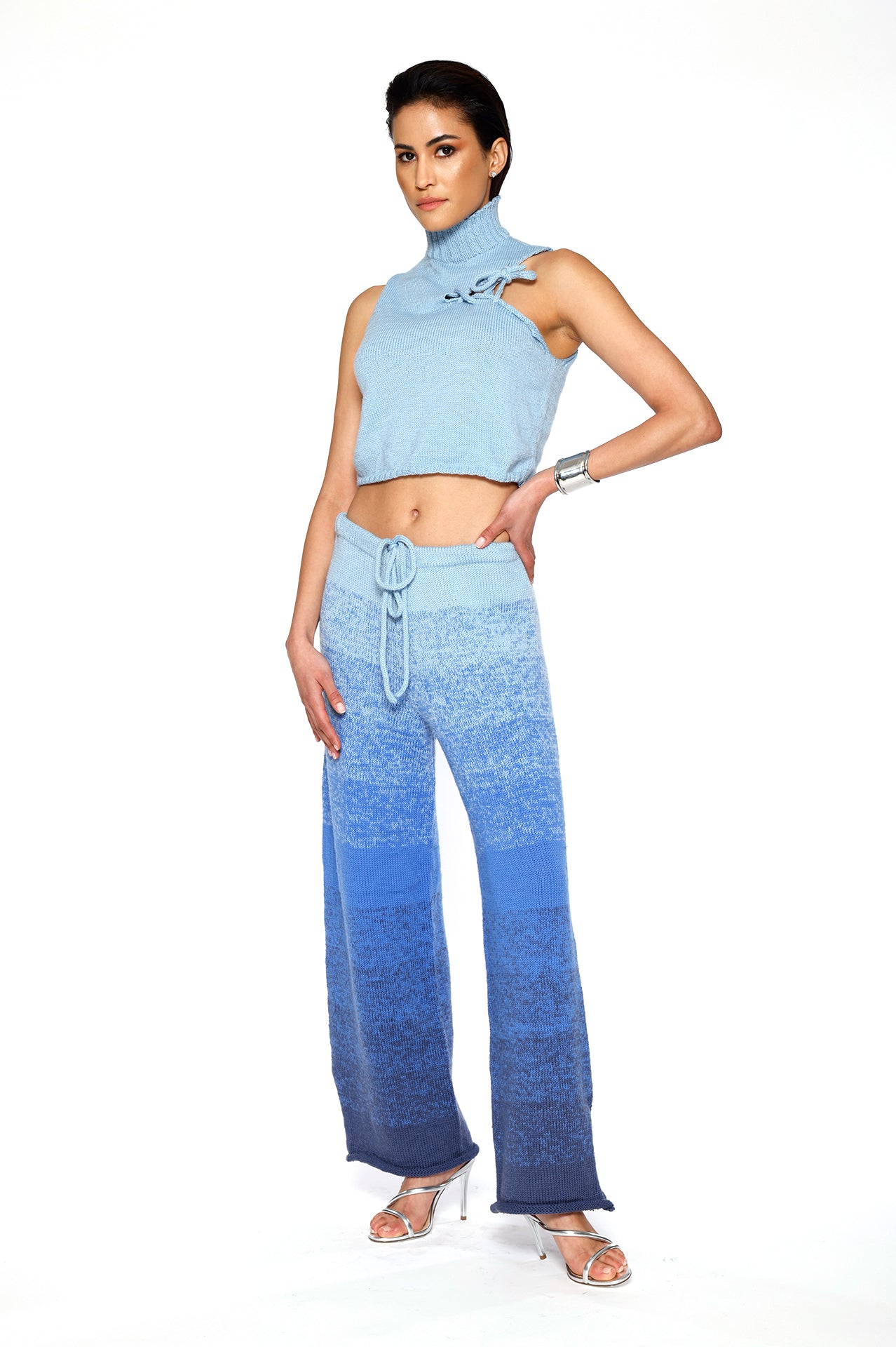 Ombre Bleu Merino Wool Turtleneck Tank
