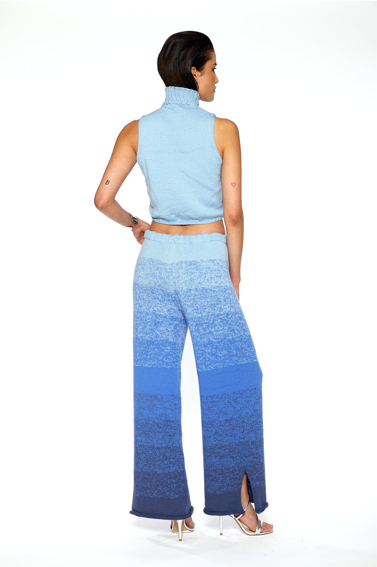 Ombre Bleu Merino Wool Turtleneck Tank
