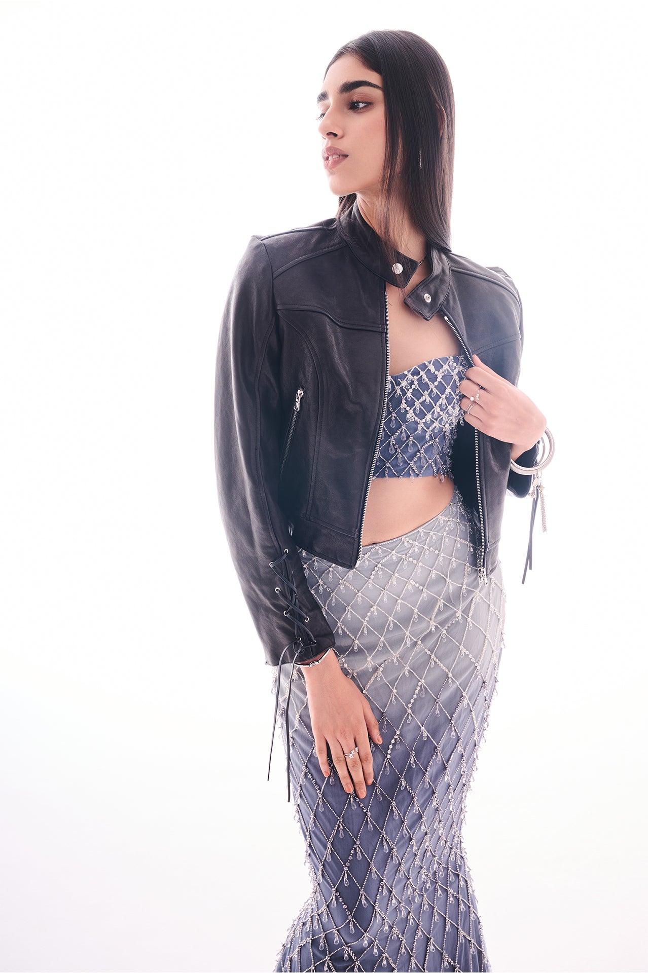 Indigo Veil Lehenga