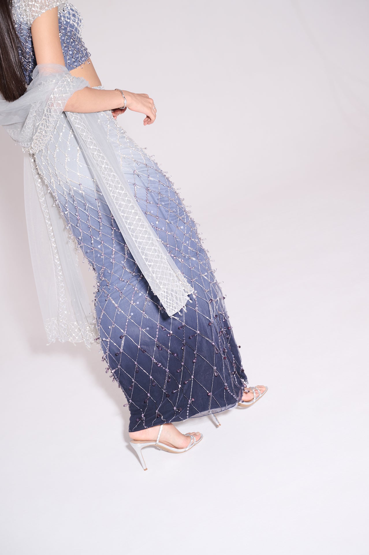 Indigo Veil Lehenga