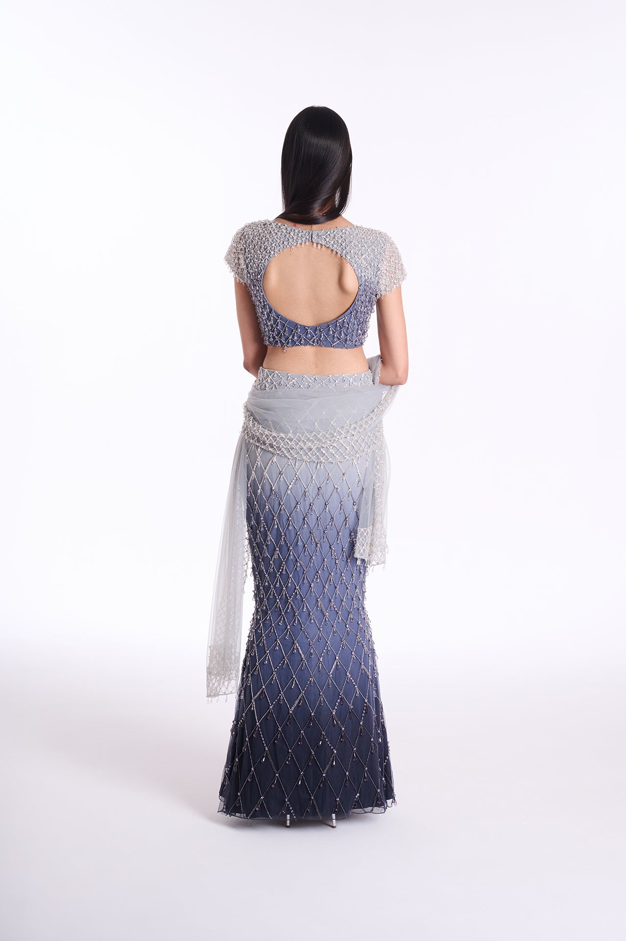 Indigo Veil Lehenga
