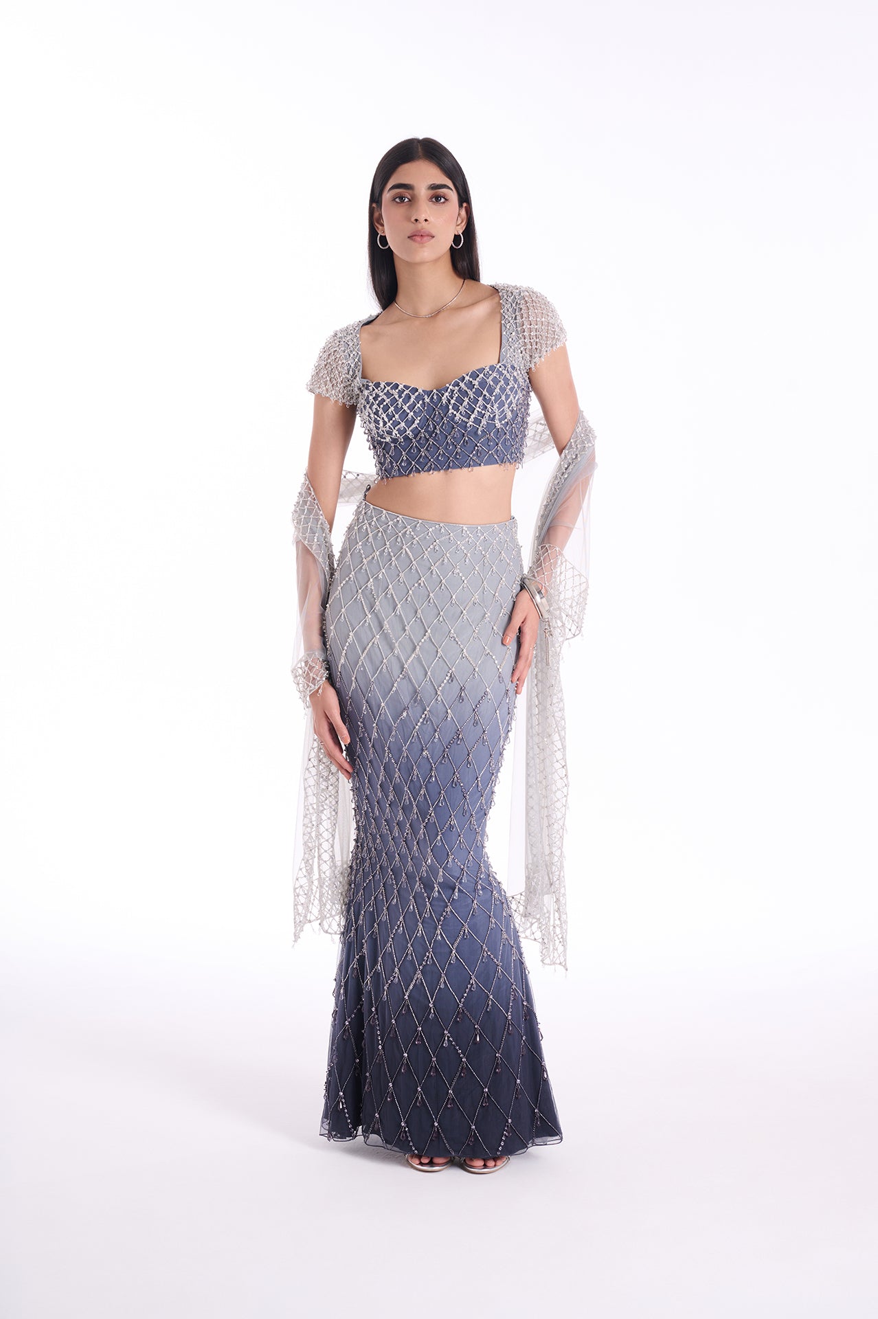 Indigo Veil Lehenga